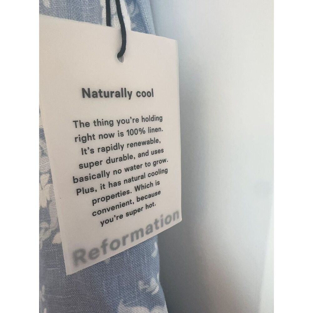 NWT Reformation Monet Linen Dress Angelic Blue Floral Size 10